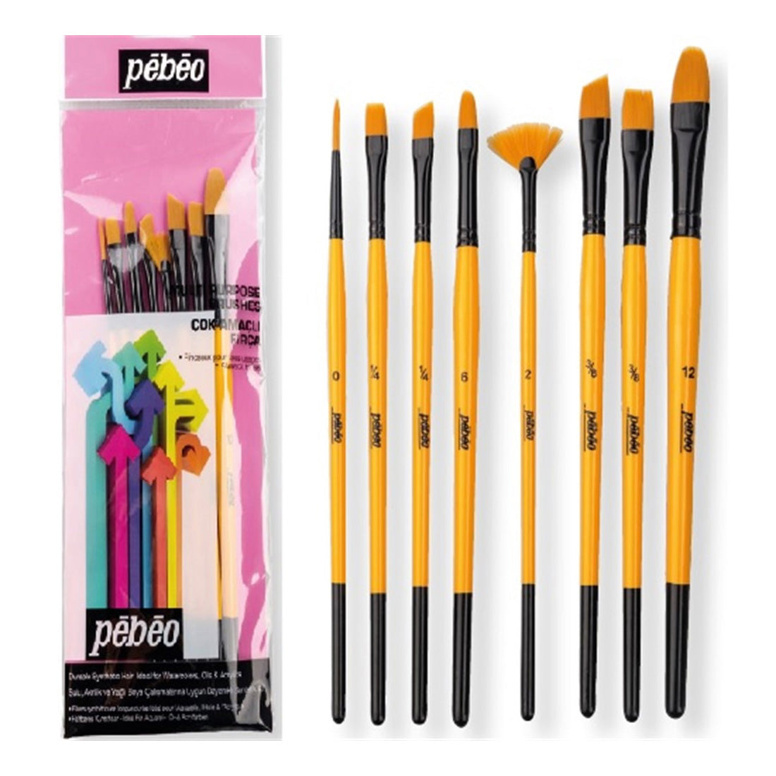 Pebeo No:7 8'li Karma Fırça Seti - Sanat, Resim, Akrilik ve Sulu Boya Fırça Seti