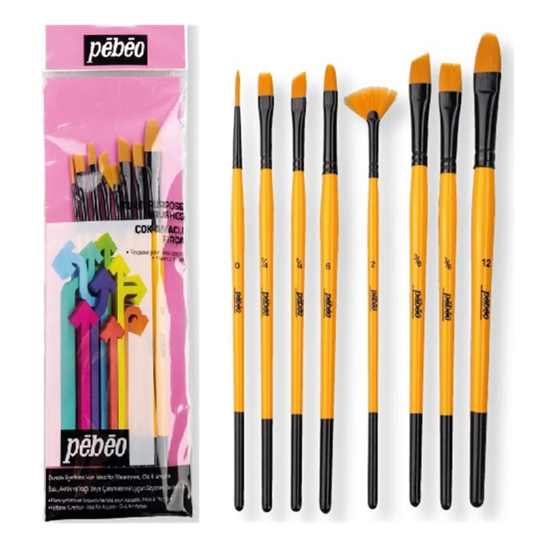 Pebeo No:7 8'li Karma Fırça Seti - Sanat, Resim, Akrilik ve Sulu Boya Fırça Seti