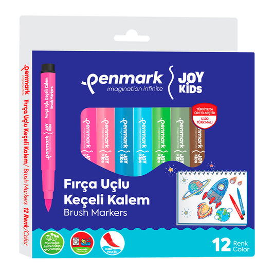 Penmark Süper Yıkanabilir 12'li Fırça Uçlu Keçeli Kalem Seti