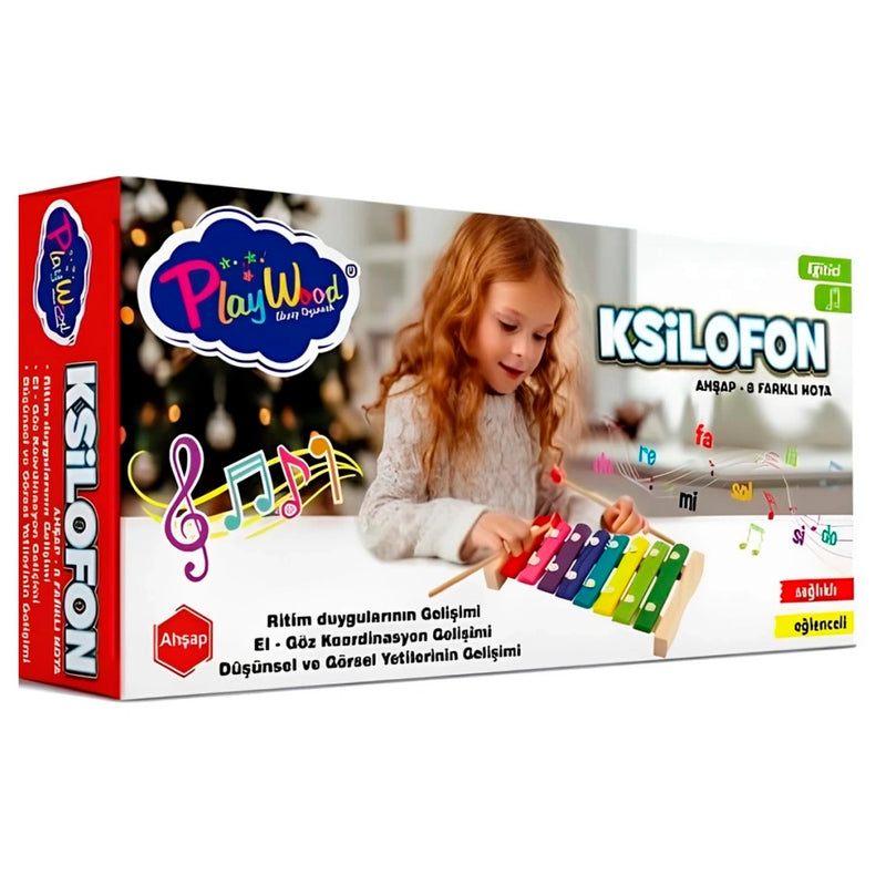 Playwood Kutuda Ahşap 8 Farkli Notali Ksilofon Ony-405