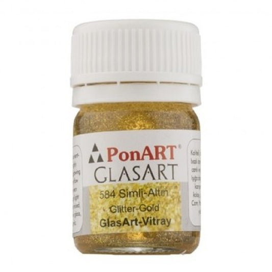 Ponart GlasArt 20 ml. Simli Altın 584 Vitray Boyası - Cam Boyası, Hobi ve Sanat Malzemesi