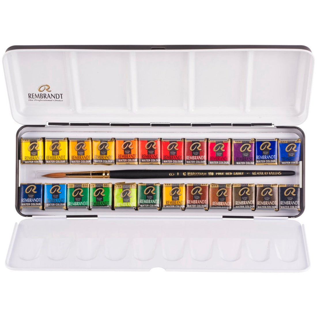 Rembrandt 24'lü Metal Kutu Tablet Sulu Boya - Sanatsal Profesyonel Ressam Boyama Seti