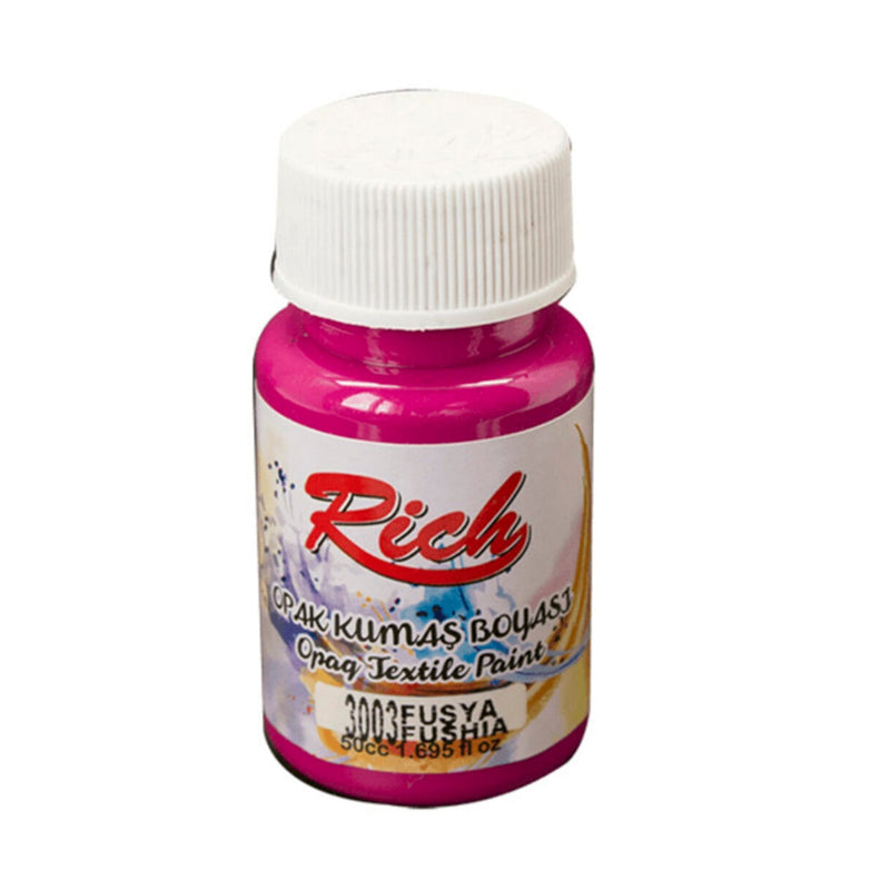 Rich 50 cc Fuşya Akrilik Kumaş Boyası - Kumaş Boyama, Tekstil ve Hobi Boyası