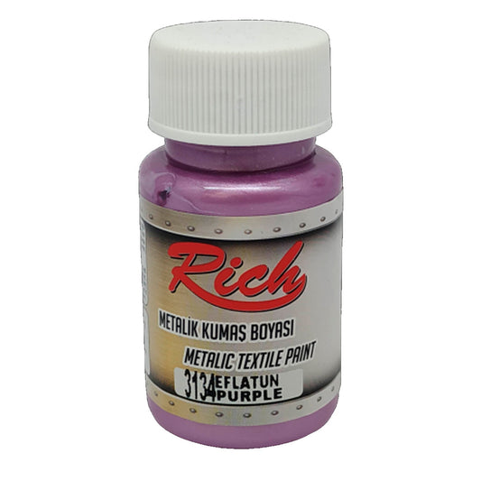 Rich 50 cc Metalik Eflatun Akrilik Kumaş Boyası - Yıkanabilir Tekstil ve Hobi Boyası