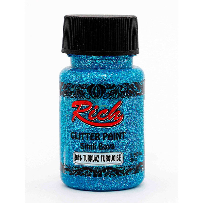 Rich Glitter Paint Turkuaz 50 cc Simli Boya - Hobi, Dekoratif ve Sanatsal Efekt Boyası