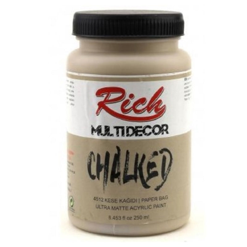Rich Multi Decor Chalked Kese Kağıdı Akrilik Boya 250 Cc - Çok Yüzeyli Mat Dekoratif Hobi Boyası