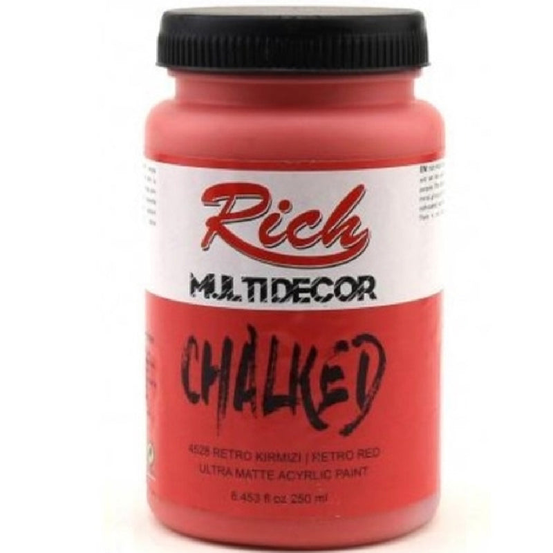 Rich Multi Decor Chalked 250 Cc Retro Kırmızı Akrilik Boya - Hobi, Dekorasyon ve Çok Amaçlı Mat Boya