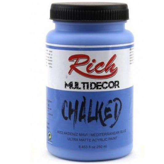 Rich Multi Decor Chalked Akdeniz Mavi Akrilik Boya 250 Cc - Hobi, Dekoratif ve Çok Amaçlı Mat Boya