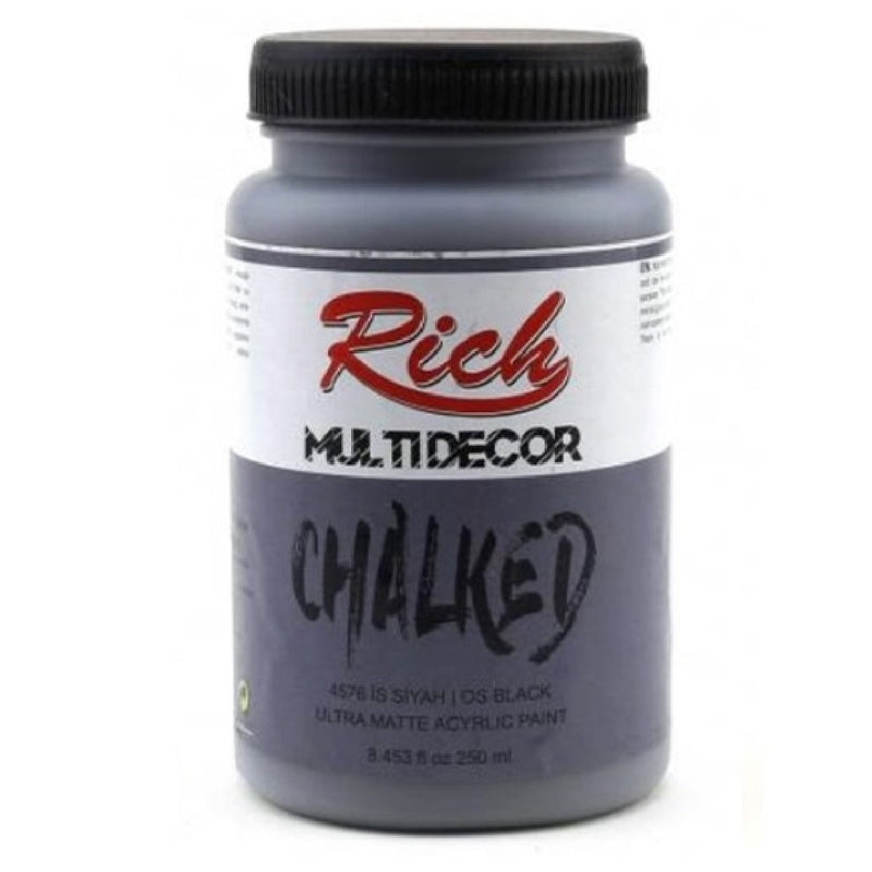 Rich Multi Decor Chalked 250 Cc Siyah Akrilik Boya - Çok Amaçlı Mat Sanatsal ve Hobi Boyası