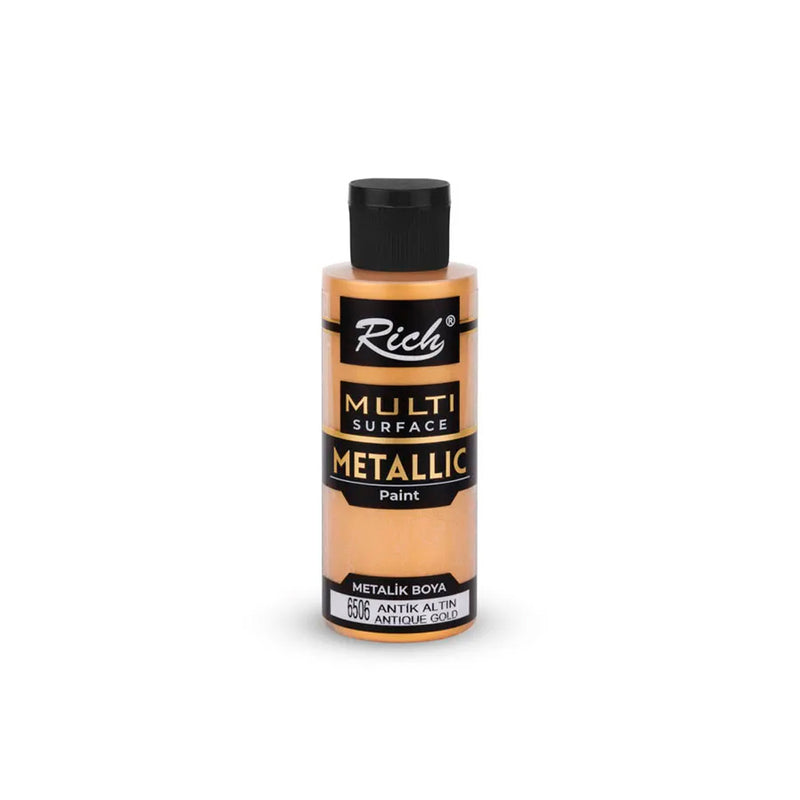Rich Multi Surface 120 Ml. Metalik Antik Altın Akrilik Boya - Sanatsal Hobi ve Çok Yüzeyli Dekorasyon Boyası