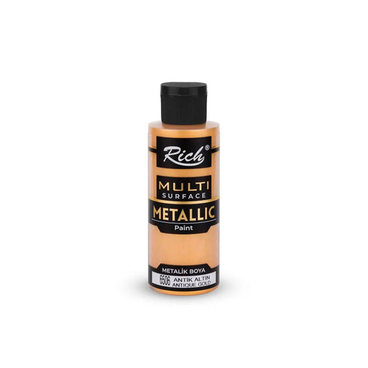 Rich Multi Surface 120 Ml. Metalik Antik Altın Akrilik Boya - Sanatsal Hobi ve Çok Yüzeyli Dekorasyon Boyası