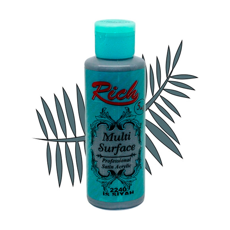 Rich Multi Surface Siyah 120 cc Akrilik Boya - Sanatsal Hobi ve El Sanatları Boyası