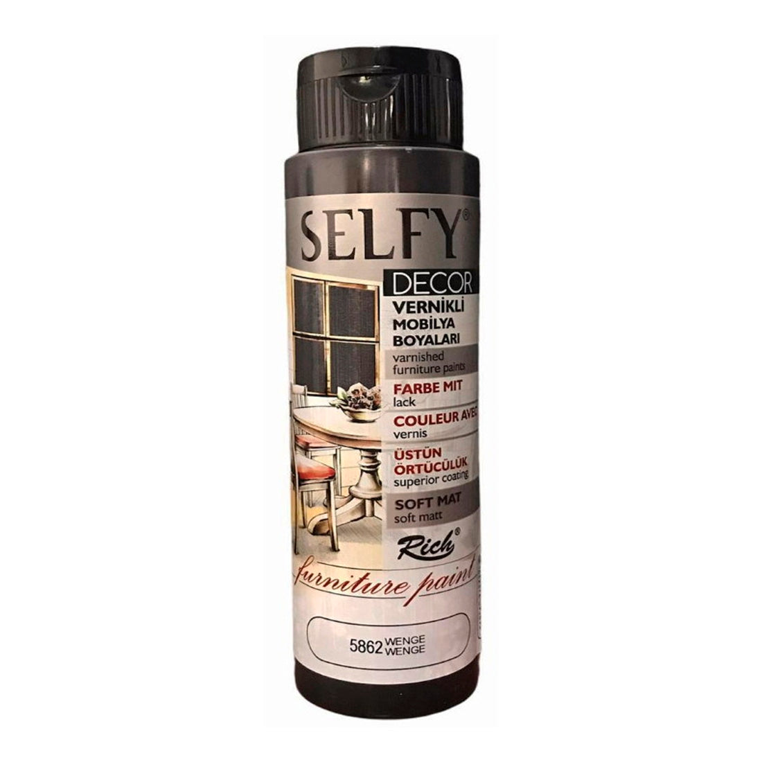 Rich Selfy Decor Wenge 500 cc Mobilya Boyaları - Akrilik Hobi ve Dekorasyon Boyası