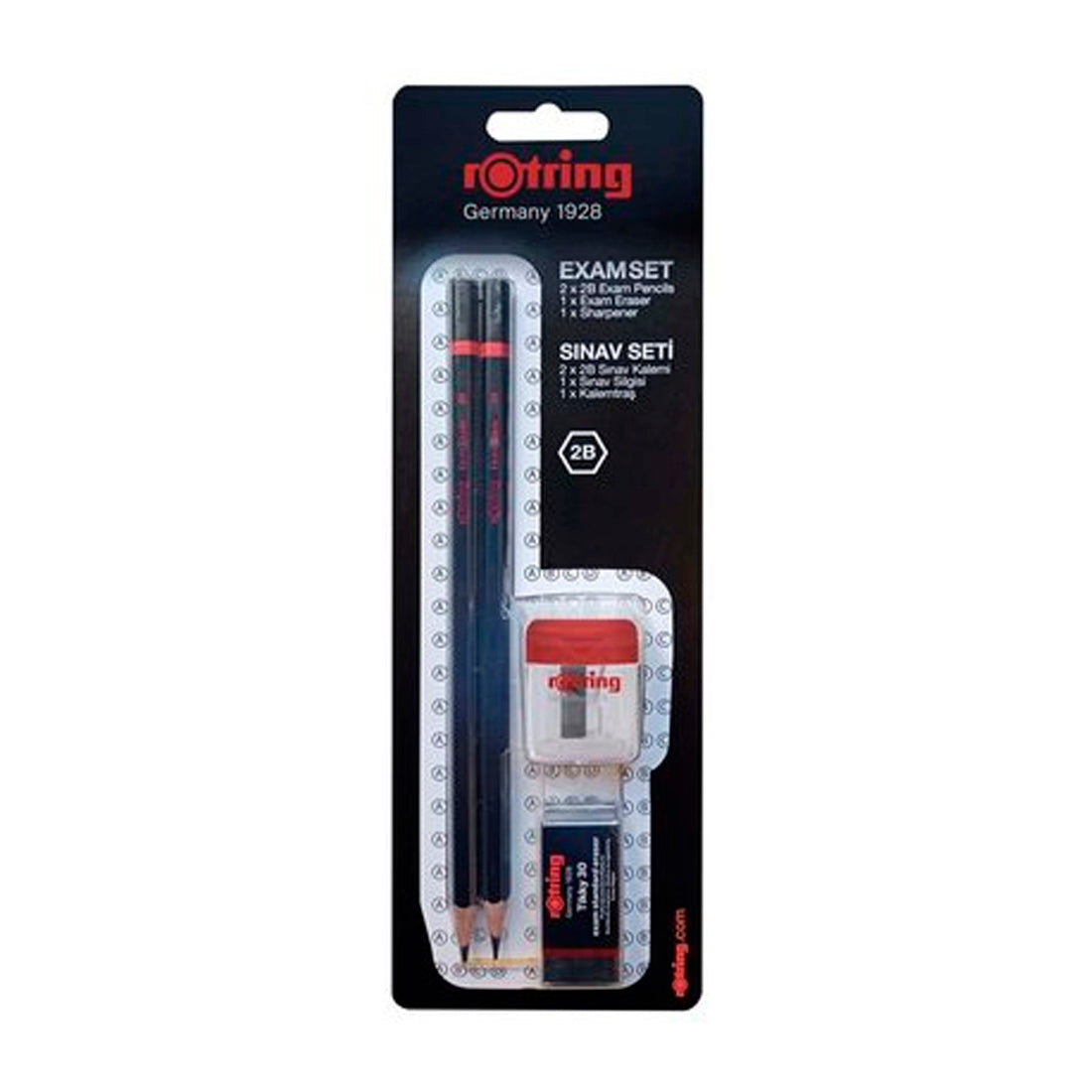 Rotring 2'li 2B Sınav Kalemi Silgi Kalemtraş Sınav Seti
