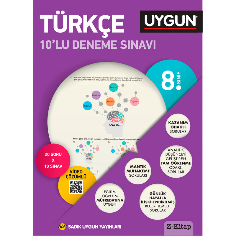 Sadık Uygun Yayınları 8. Sınıf Türkçe Uygun 10'lu Deneme Sınavı