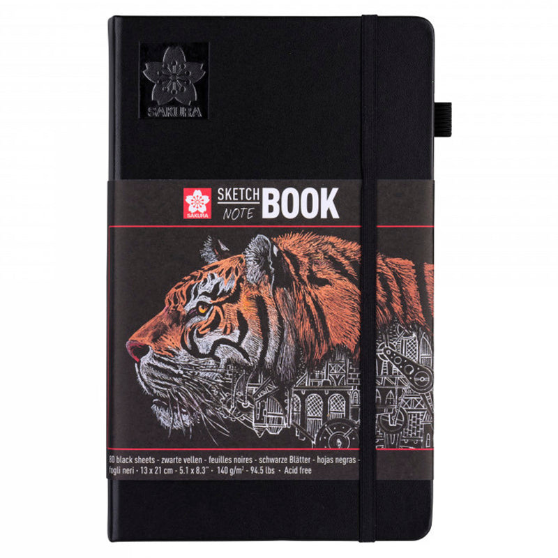 Sakura 13x21 cm Siyah Kağıt 80 Sayfa Eskiz Defteri - Not Tutma, Okul ve Planlayıcı Defteri