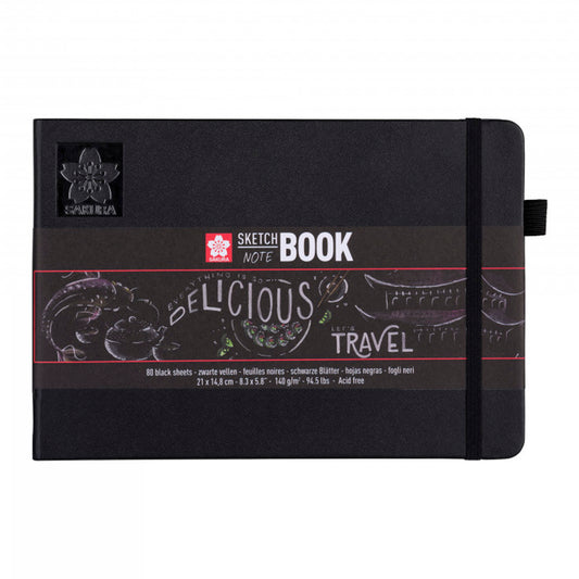 Sakura 21x15 cm Siyah Kağıt 80 Sayfa Eskiz Defteri - Sanatsal Çizim ve Not Tutma Defteri