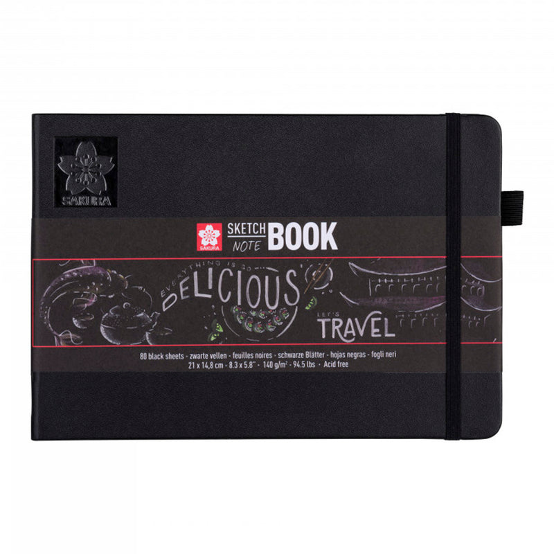 Sakura 21x15 cm Siyah Kağıt 80 Sayfa Eskiz Defteri - Sanatsal Çizim ve Not Tutma Defteri