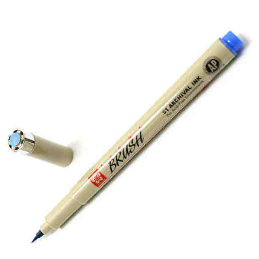 Sakura Pigma Brush Mavi Fırça Uçlu Çizim Kalemi - Sanat, İllüstrasyon ve Eskiz Kalemi