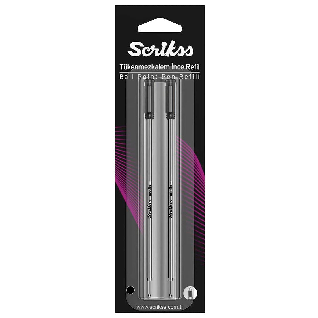 Scrikss 2'li Siyah İnce Tükenmez Kalem Refili - Yumuşak Yazım ve Ofis İçin