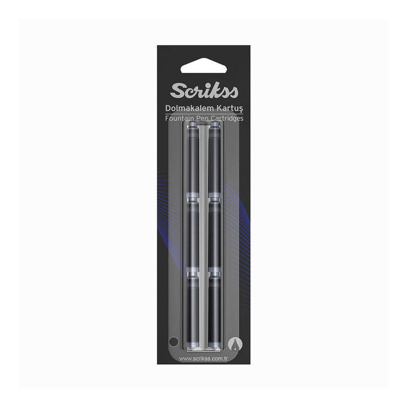 Scrikss 6'lı Dolma Kalem Kartuş Siyah Blister - Yumuşak Yazım, İmza ve Ofis İçin