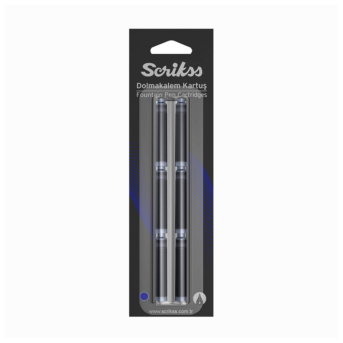 Scrikss 6'lı Standart Mavi Dolma Kalem Kartuşu - Yumuşak Yazım ve Ofis İçin Yedek Mürekkep