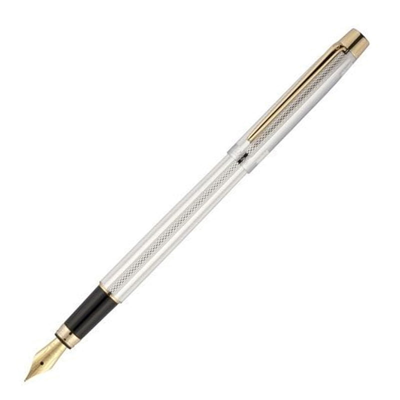 Scrikss 722W Balıksırtı Gold Krom Dolma+Tükenmez Kalem Takımı - Prestijli Hediyelik İmza ve Of