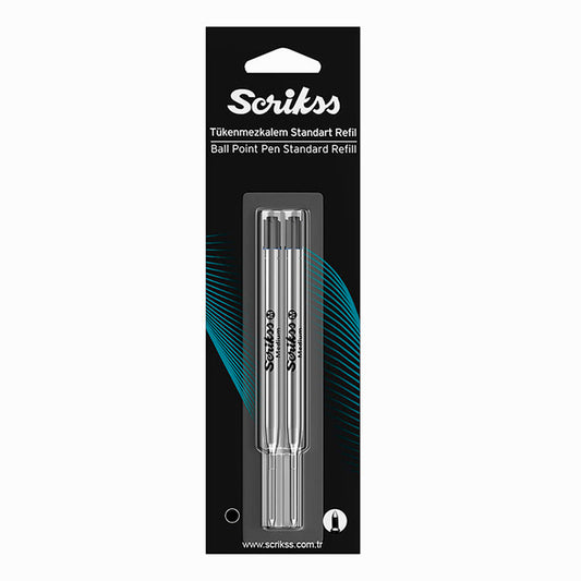 Scrikss Siyah Standart Dev Roller Refil 2'li Set - Yumuşak Yazım ve Orijinal Kalem Yedek Mürekkebi