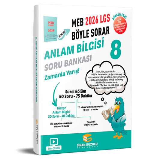 Sinan Kuzucu Yayınları 8. Sınıf MEB Böyle Sorar Anlam Bilgisi Soru Bankası