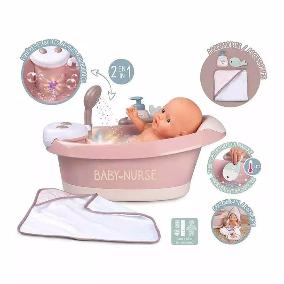 Smoby Baby Fonksionlu ve Aksesuarlı Hemşire Banyosu 220368