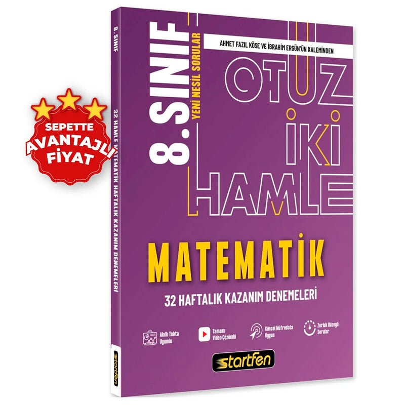 Startfen Yayınları 8. Sınıf Matematik 32 Hamle Haftalık Kazanım Denemeleri
