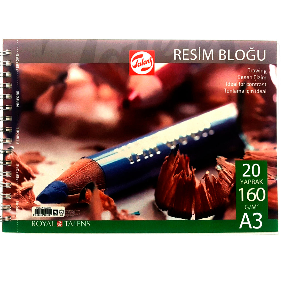 Talens A3 Spiralli 20 Sayfa Çizim Defteri - Eskiz, Sanat ve Okul Defteri