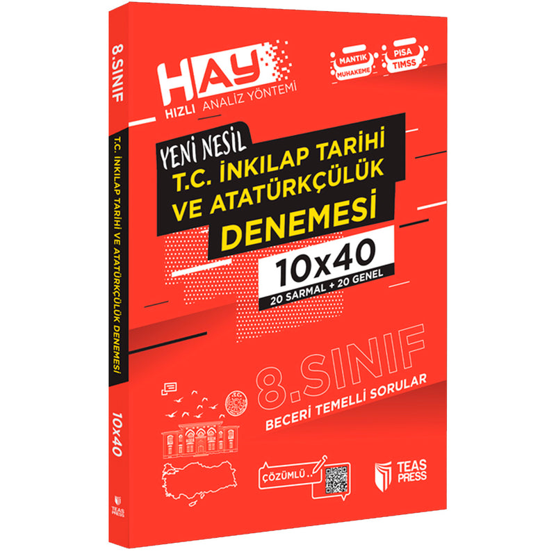 Teas Press Yayınları 8. Sınıf T.C. İnkılap Tarihi ve Atatürkçülük Hay 10x40 Denemesi