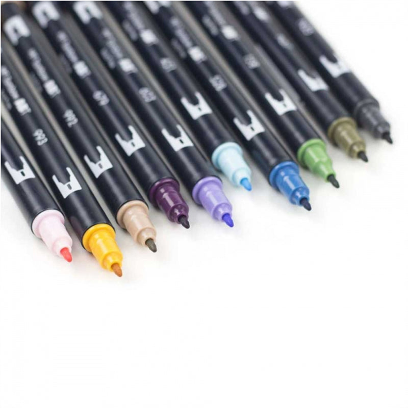 Tombow 10'lu Çöl Çiçeği Renkler AB-T Dual Brush Pen Seti - Sanatsal Çizim, İllüstrasyon