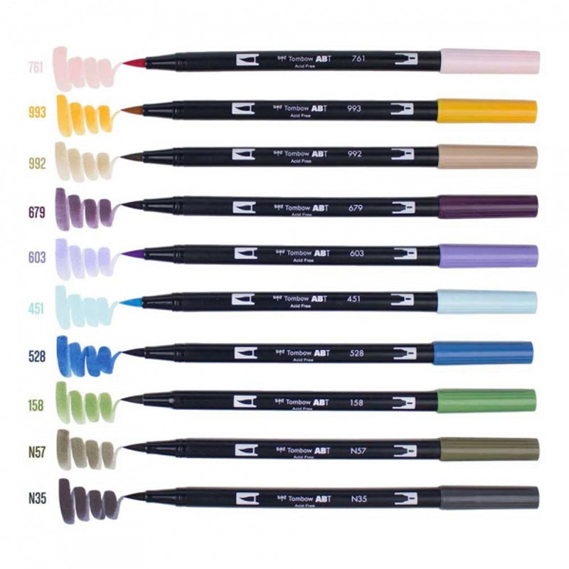 Tombow 10'lu Çöl Çiçeği Renkler AB-T Dual Brush Pen Seti - Sanatsal Çizim, İllüstrasyon