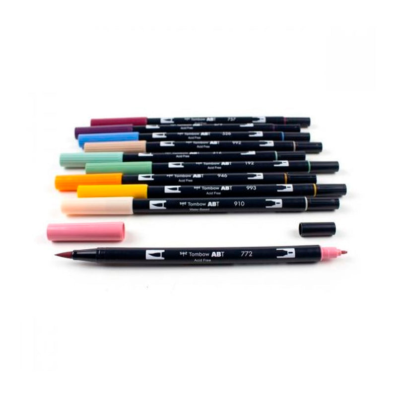 Tombow 10'lu AB-T Dual Brush Pen Fırça Kalem Seti - Sanatsal Çizim ve Kaligrafi Marker Kalemi