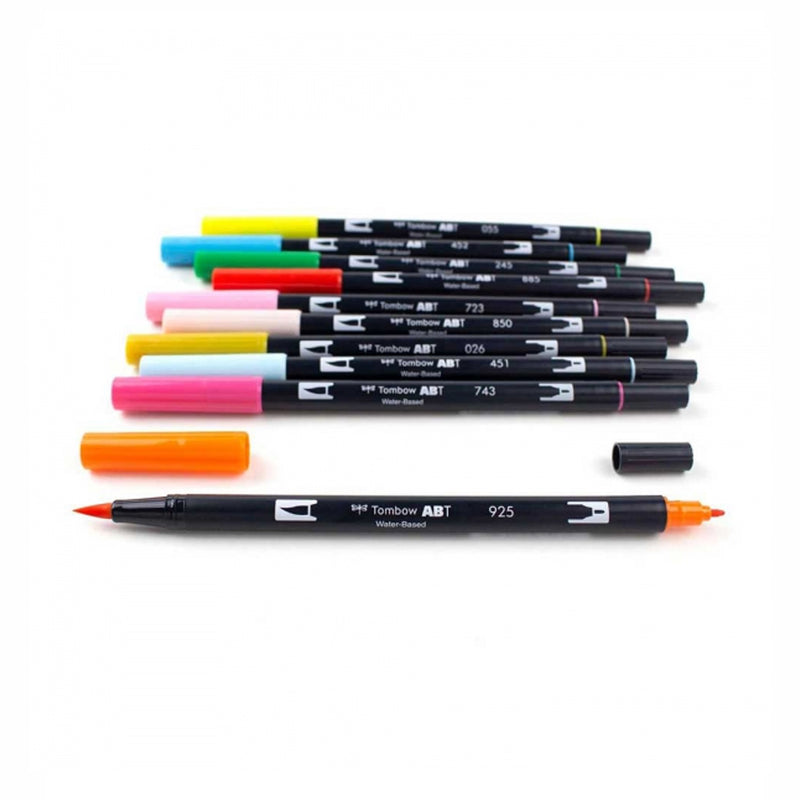 Tombow AB-T Dual Brush Pen 10'lu Kutlama Renkleri Seti - Sanatsal Çizim ve İllüstrasyon Fırça Kal