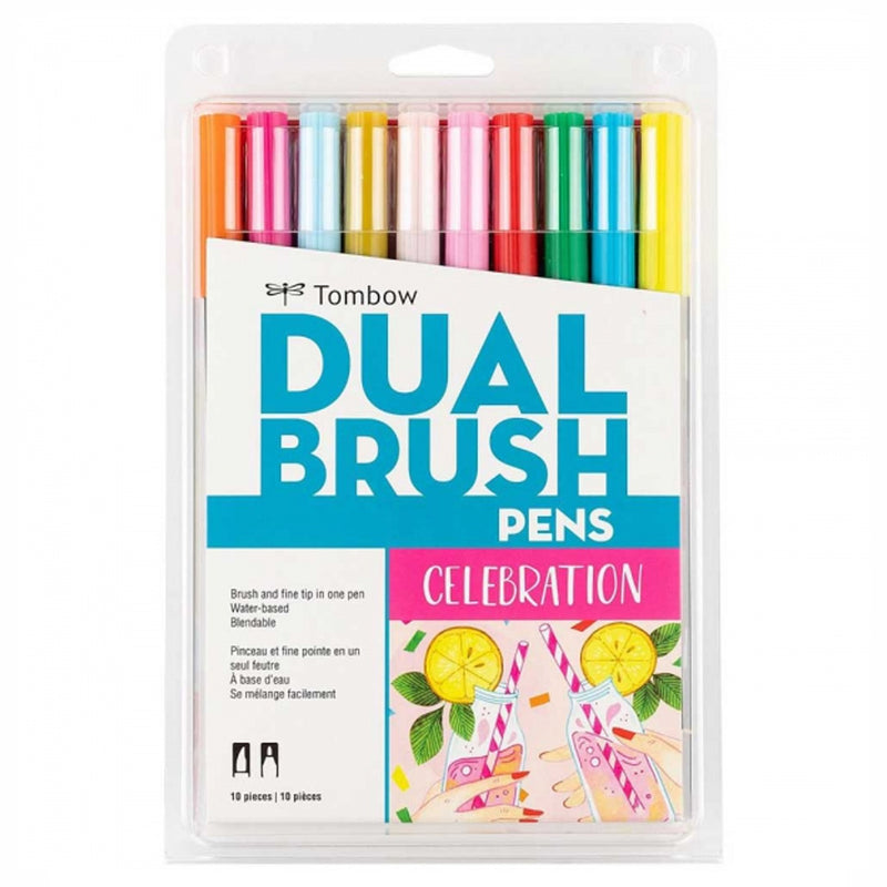 Tombow AB-T Dual Brush Pen 10'lu Kutlama Renkleri Seti - Sanatsal Çizim ve İllüstrasyon Fırça Kal