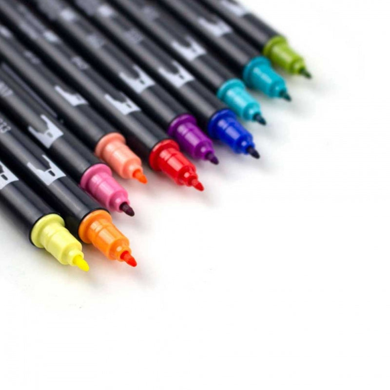 Tombow 10'lu Retro Renkler AB-T Dual Brush Pen Kalem Seti - Sanatsal Çizim, İllüstrasyon ve Kalig
