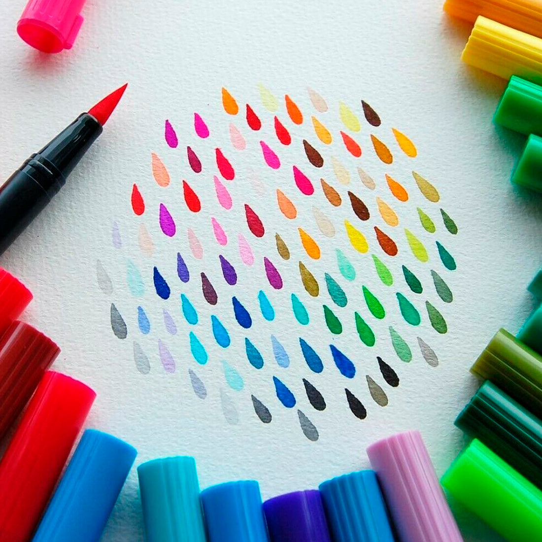 Tombow AB-T Dual Brush Pen 6'lı Botanik Renkler Seti - Sanatsal Çizim, İllüstrasyon ve Kaligrafi Fırça