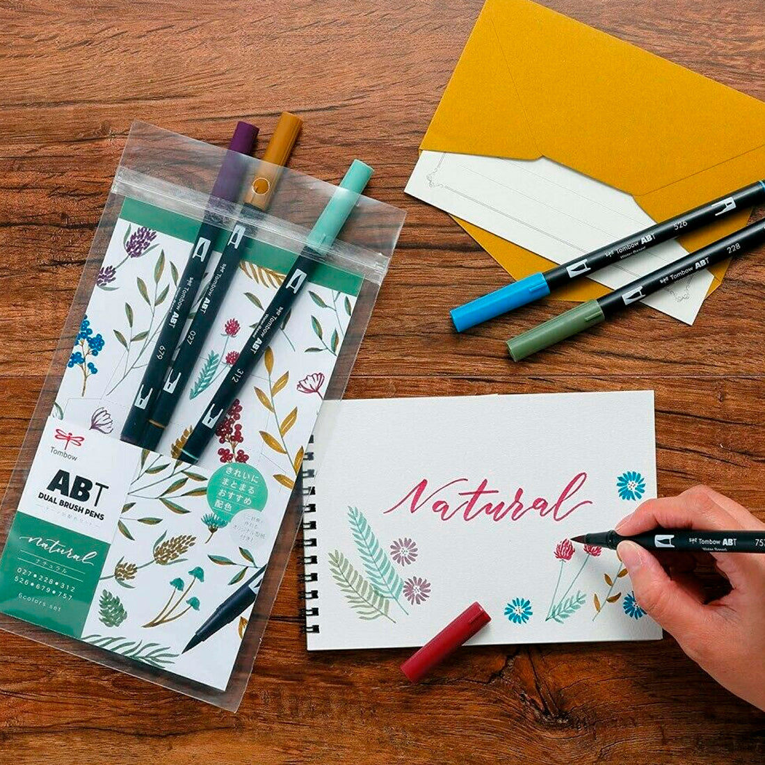 Tombow 6'lı Doğal Renkler AB-T Dual Brush Pen Kalem Seti - Sanat, Çizim ve Kaligrafi Marker Kalemi