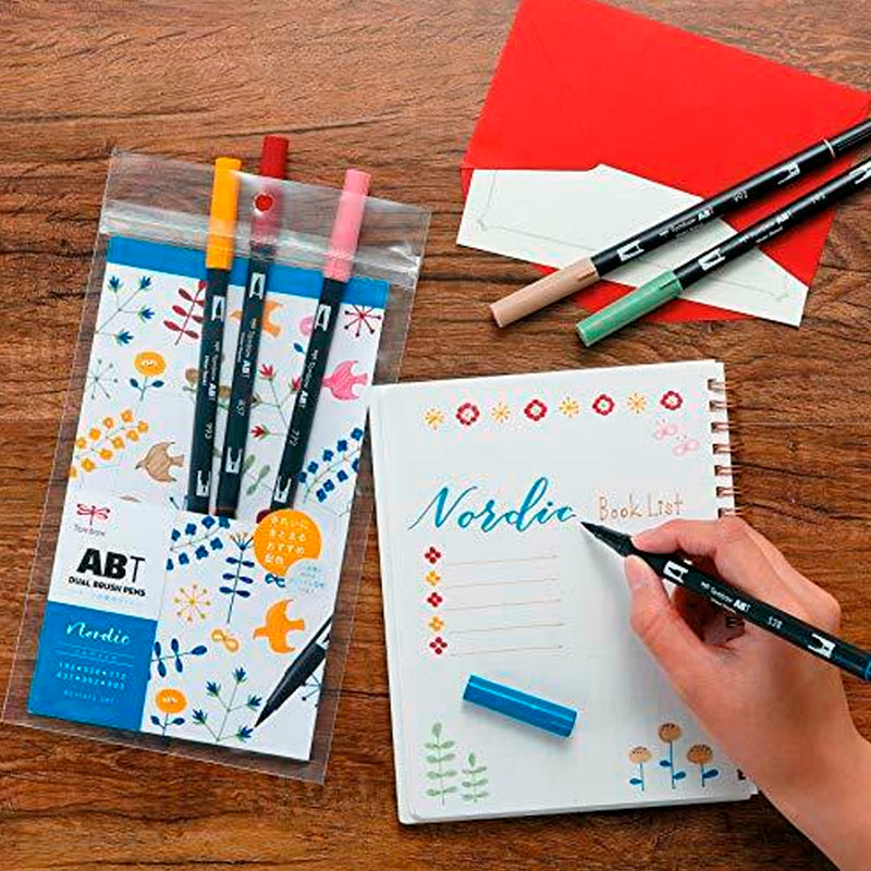 Tombow 6'lı Nordik Renkler AB-T Dual Brush Pen Seti - Sanatsal Çizim, İllüstrasyon ve Kaligrafi