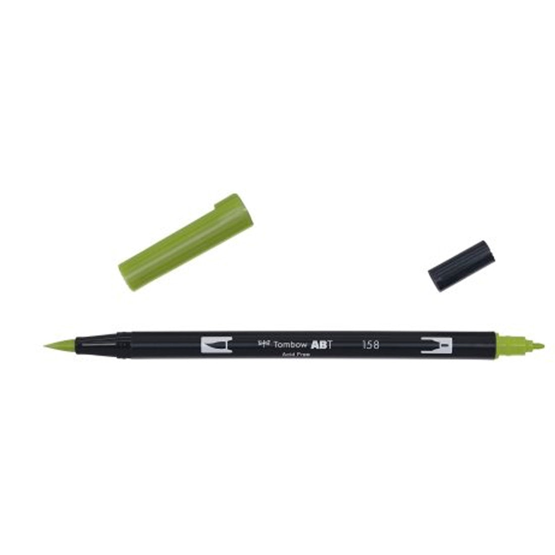 Tombow AB-T Koyu Zeytin Çift Uçlu Grafik Kalemi - Sanat, İllüstrasyon ve Eskiz İçin Fırça Uçlu Marker