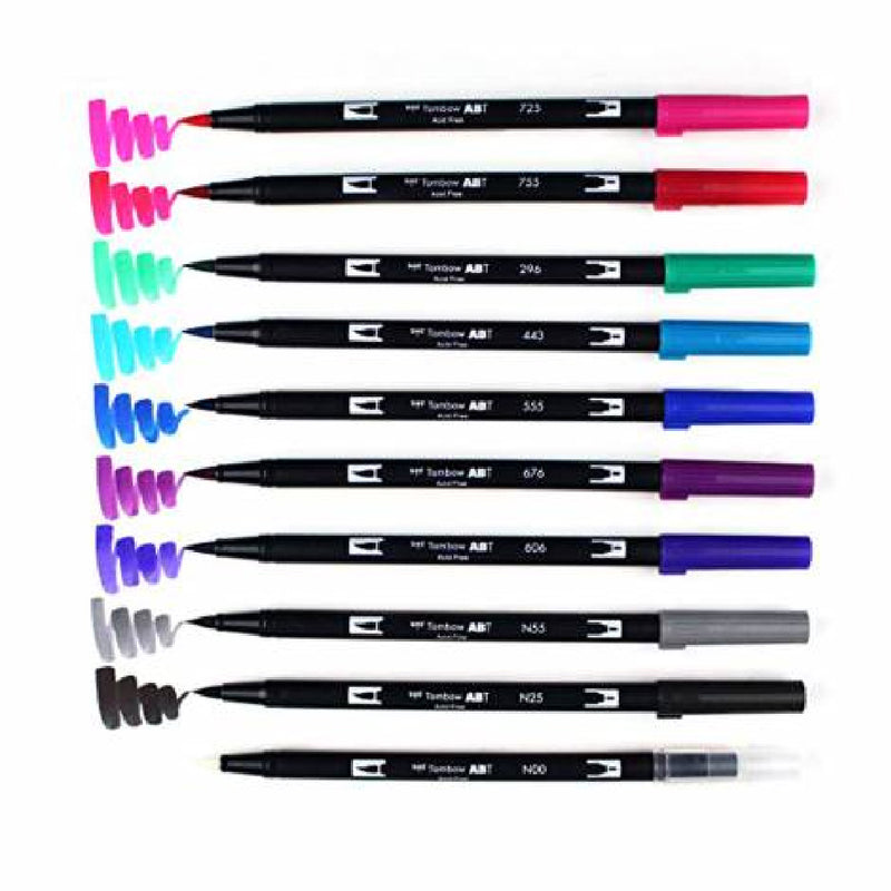 Tombow Dual Brush 10'lu Galaksi Tonlar Çift Uçlu Grafik Kalem - Sanat, Çizim ve İllüstrasyon Marker Kal