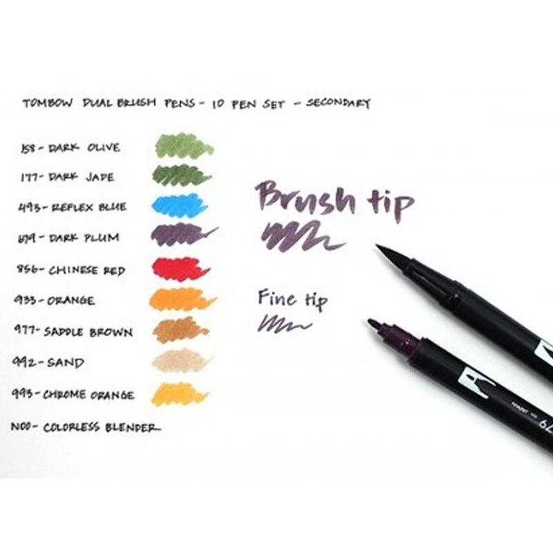 Tombow Dual Brush 10'lu Yumşak Tonlar Çift Uçlu Grafik Kalem - Sanat, Çizim ve Kaligrafi Marker Seti