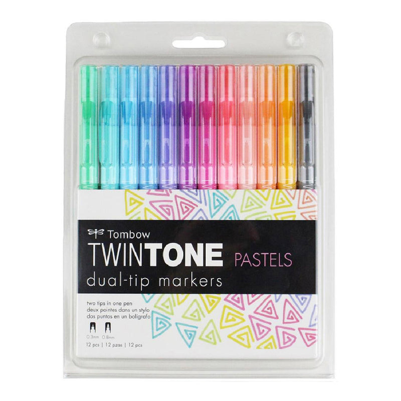 Tombow Twintone 12'li Pastel Tonlar Kalem Seti - Sanatsal Çizim, Not Alma ve Bullet Journal Kalemleri