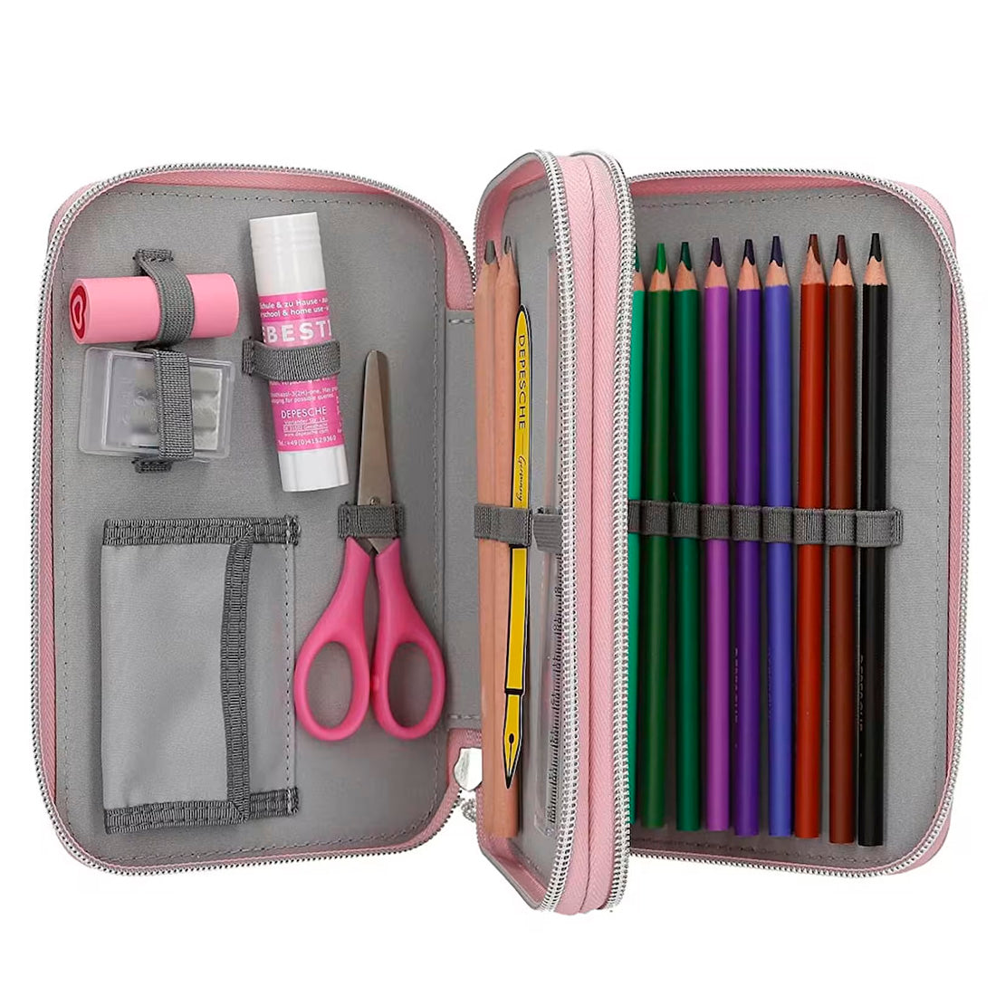 Top Model 2 Katlı Simli Dolu Kalem Kutusu, N/A