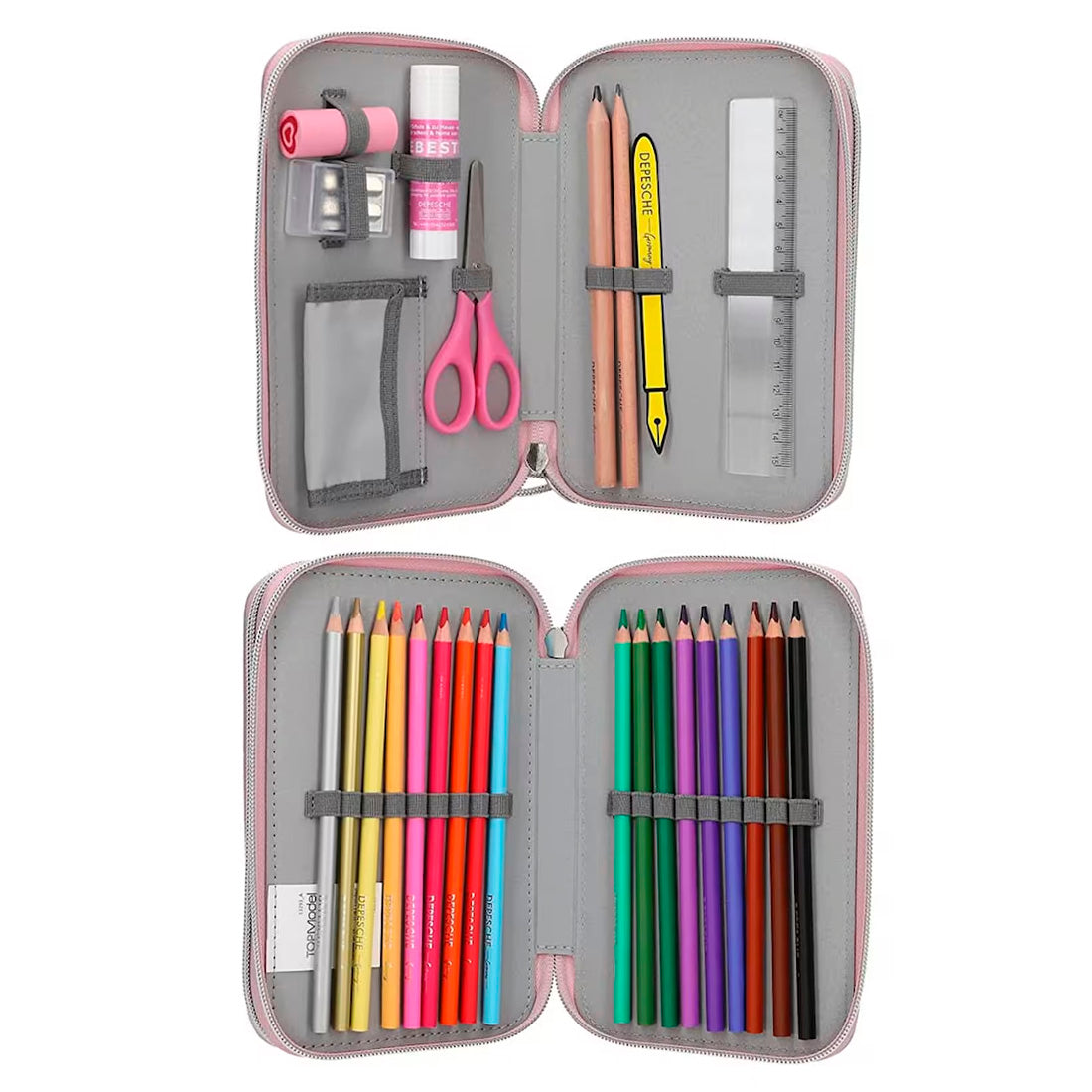 Top Model 2 Katlı Simli Dolu Kalem Kutusu, N/A