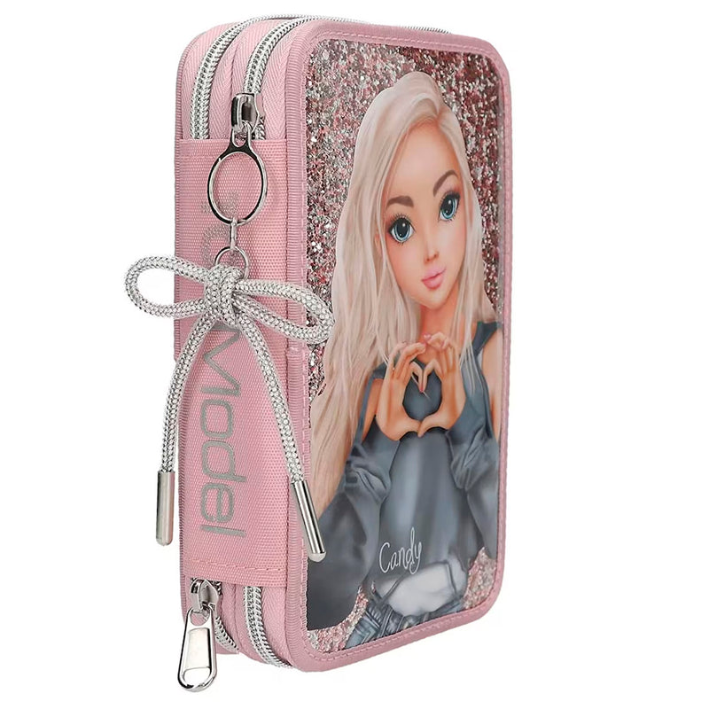 Top Model 2 Katlı Simli Dolu Kalem Kutusu, N/A