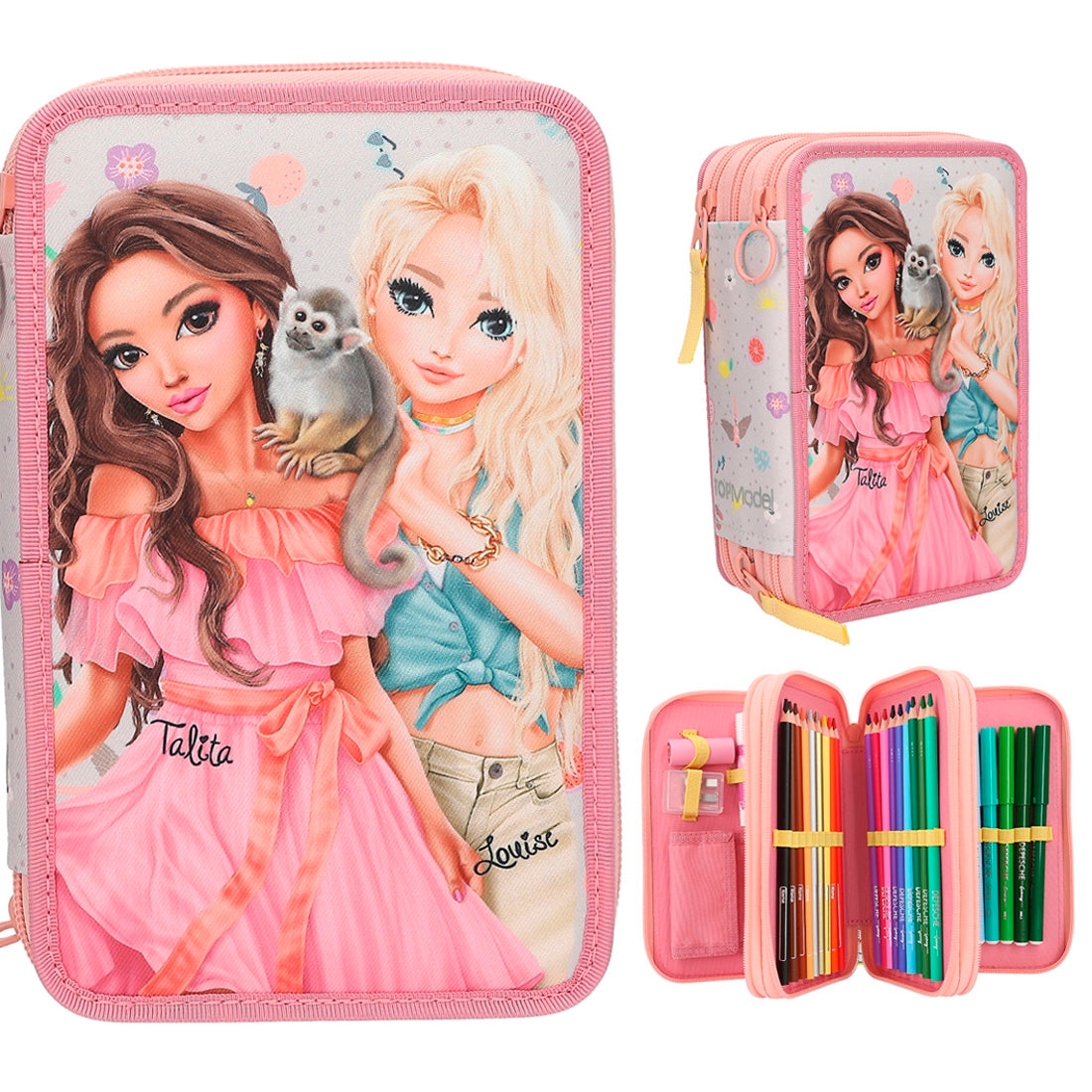 Top Model 3Katlı Kalem Kutusu Kızlar ve Maymun, N/A